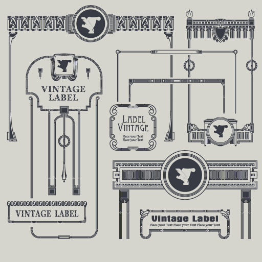 Vintage-Label und Grenzelemente Vektor 02 vintage label Grenze   