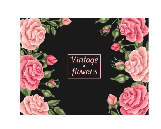 Vecteur de cadre de fleur rose Vintage vintage rose fleur cadre   