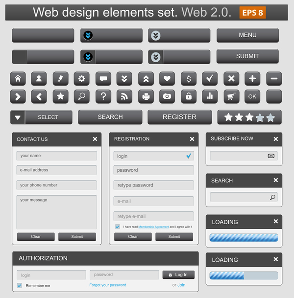 ウェブデザイン elemets ブラックスタイルベクター01 ブラック デザイン ウェブ   