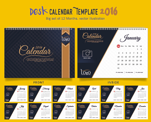 2016 Neujahr Schreibtisch Kalender Vektormaterial 23 Schreibtisch Neujahr Kalender Jahr 2016   