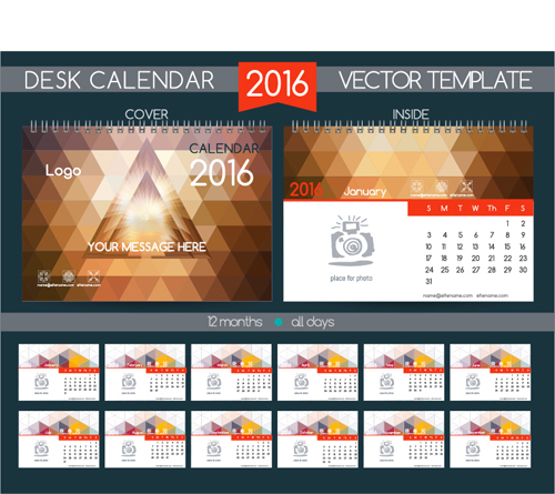 2016新年の机のカレンダーベクトル材料63 材料 机 新しい 年 カレンダー 2016   