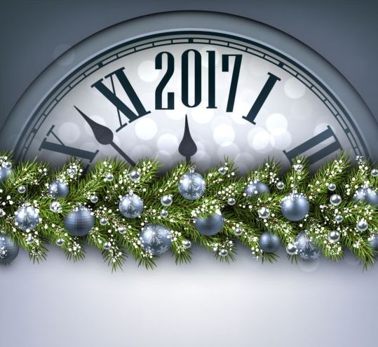 2017新しい年の背景球時計ベクトルセット08 球 時計 新しい 年 2017   