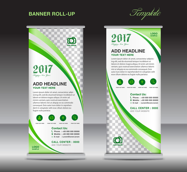 2017 bannière roll up Flyer stand Template Vector 05 stand roll flyer Bannière 2017   