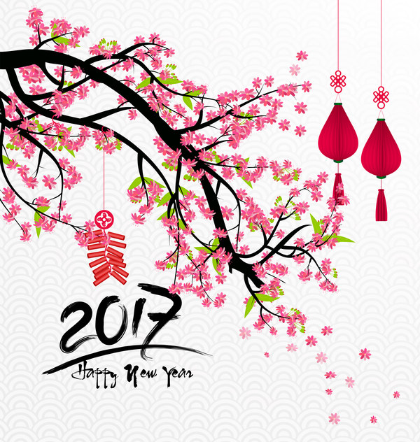 花と2017中国の新年の背景 花 新しい 年 中国人 2017   