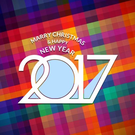 2017 Noël et nouvel an avec vecteur de fond géométrique 10 Noël neuf géométrique fond année 2017   