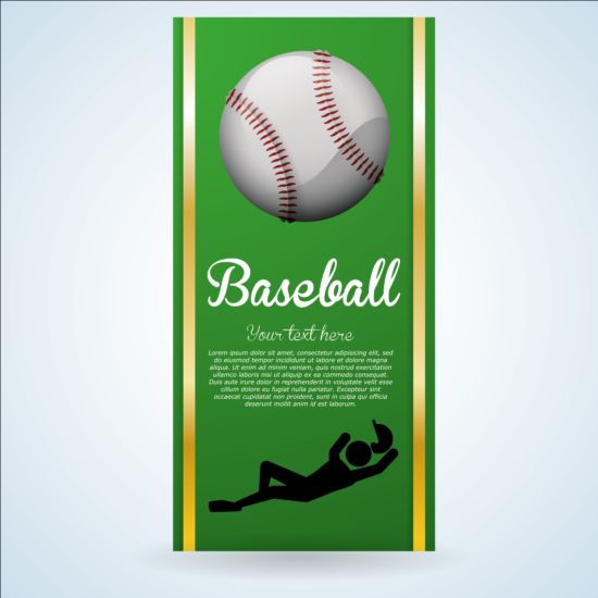 Baseball-grünes Banner mit Menschen Silhouette Vektoren gesetzt 20 silhouette Menschen grün baseball banner   