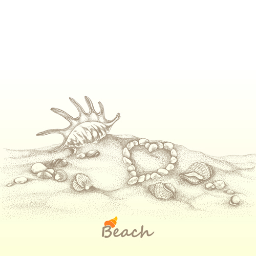 Strand mit Shell-Retro-Hintergrundvektor Strand Schale Hintergrundvektor Hintergrund design   