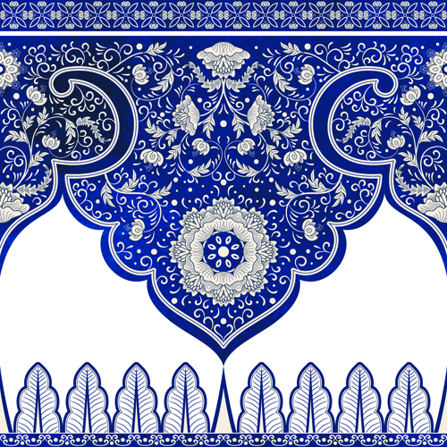 Blaue dekorative Ornamente im russischen Stil Vektor 04 Russland Russisch Ornamente Dekorative   