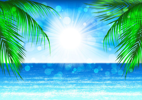 青い海と太陽の背景ベクトルグラフィックス 青 海 太陽   