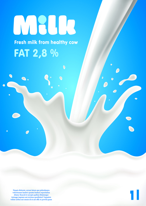Affiche de lait de style bleu créatif vecteur 03 poster lait Créatif Bleu   