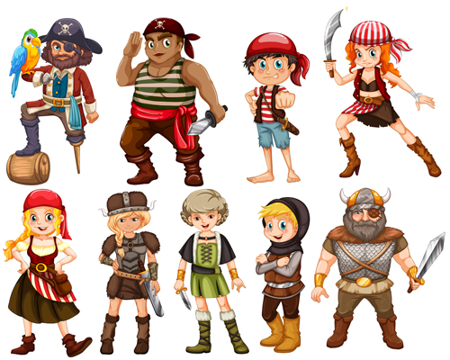 Cartoon pirate Design vecteurs ensemble 02 pirate cartoon   