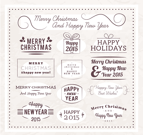Noël et 2015 nouvelle année étiquettes calligraphiques vecteur nouvel an Noël étiquettes calligraphic   