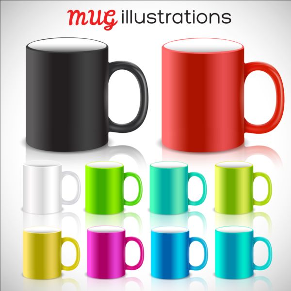 ●彩色されたマグカップイラストベクトル マグカップ カラー イラスト   