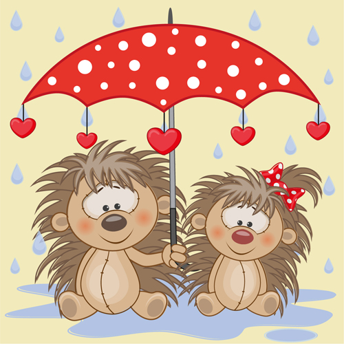 Animaux mignons et parapluie Cartoon Vector 09 parapluie mignon dessin animé animaux mignons   