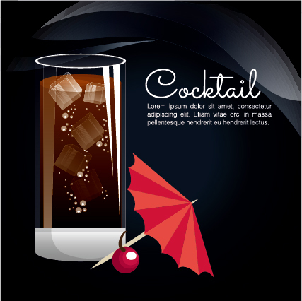 Style sombre cocktail affiche vecteur modèle 07 styles poster dark cocktail   