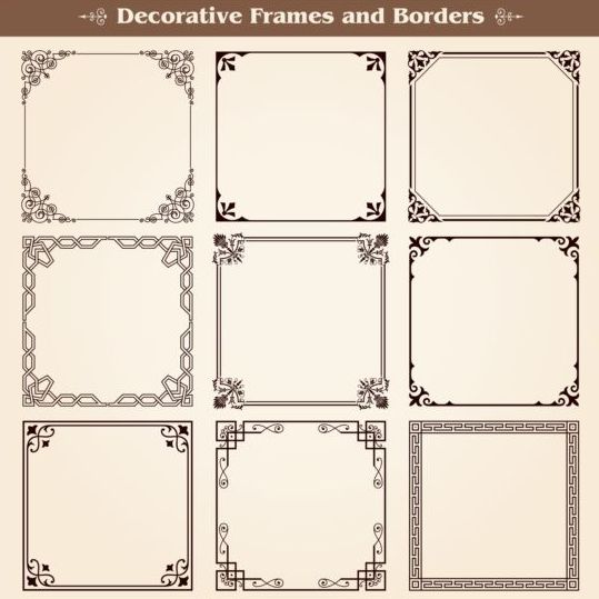 Dekorativer Rahmen mit Rändern gesetzt Vektor 05 Ränder Rahmen Dekorative   