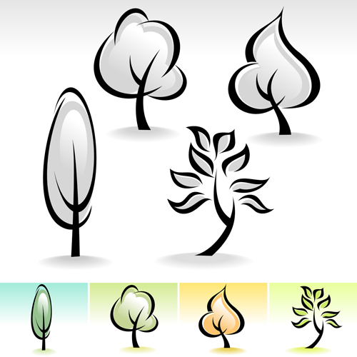 Ziehung niedlicher Baumvektorgrafik 02 Zeichnung Vector Grafiken cute Baum   