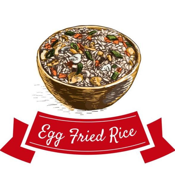 卵炒飯中華料理ベクター 米 料理 揚げ 卵 中華   