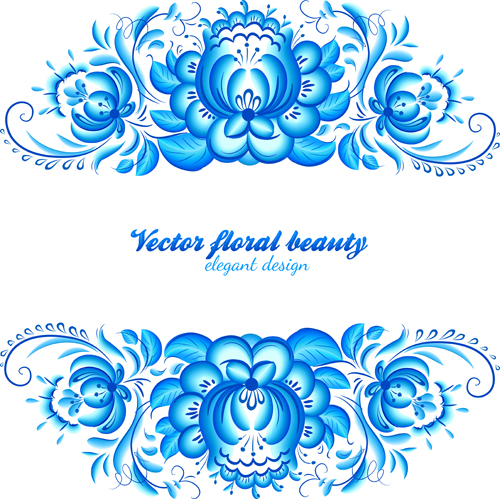 Élégant motif floral bleu fond vecteur 01 motif floral motif de fond floral elegant Bleu   