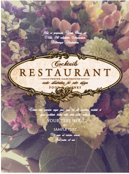 Fleur restaurant menu couverture Vintage styles vecteur 10 vintage style vintage restaurant menu fleur couverture   