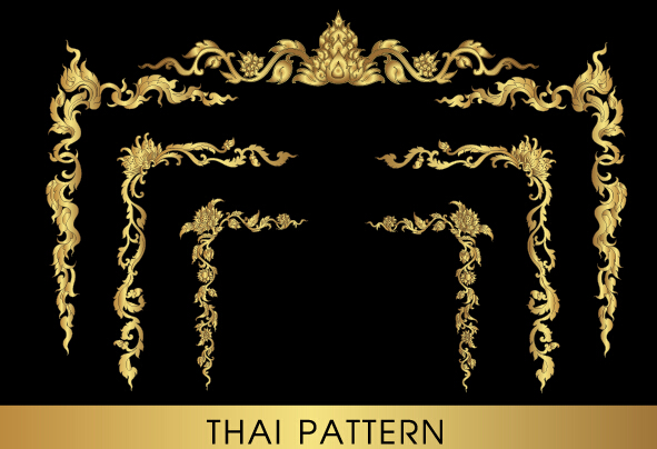 Or Thai ornements art vecteur matériel 05 thai ornements or   