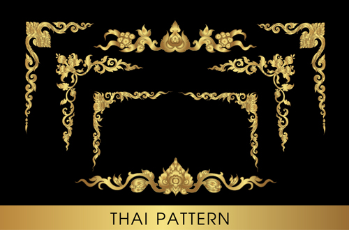 Goldene Thai-Ornamente Kunstvektormaterial 15 thai Ornamente golden   