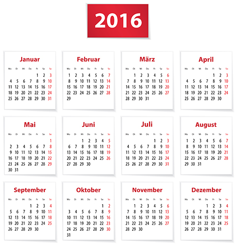 Grille calendrier 2016 vecteur moderne 01 grille calendrier 2016   