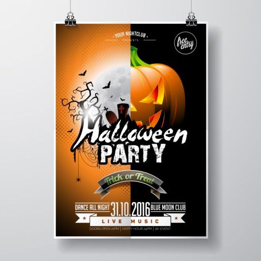 Halloween musique Party Flyer Design vecteurs 03 musique halloween flyer fête   