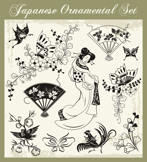 Styles japonais ornements Design vector set 11 styles ornements japonais design   