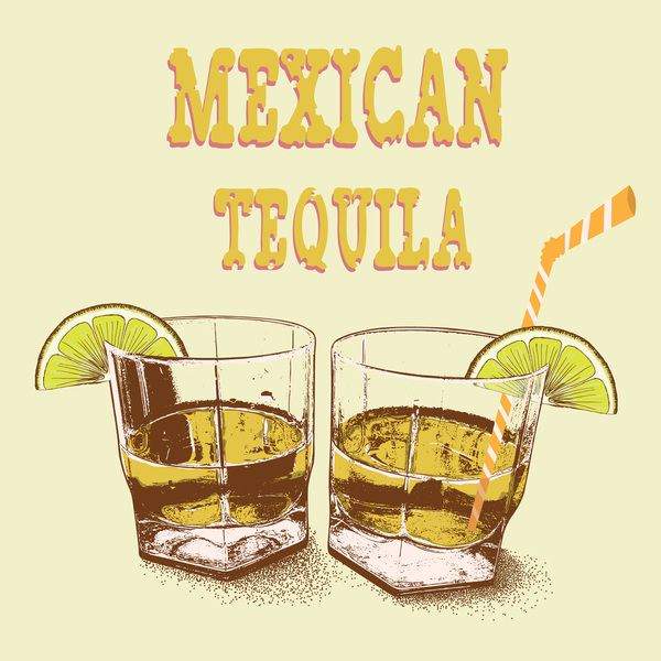 Mexikanischer Tequila-Retro-Plakatvektor 02 Tequila Retro-Schrift poster Mexikanisch   