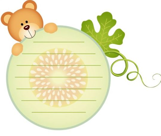 Teddybär mit Cantaloupe-Melonen-Etiketten Vektor teddy Melon Etiketten Cantaloupe bar   