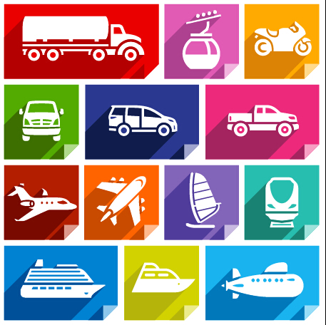 Verschiedene Verkehrssycons setzen Vektor 02 Various transport icons icon   