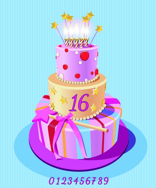 ヴィンテージ誕生日ケーキの背景アートベクター05 誕生日ケーキ 誕生日 背景 ケーキ ヴィンテージ   