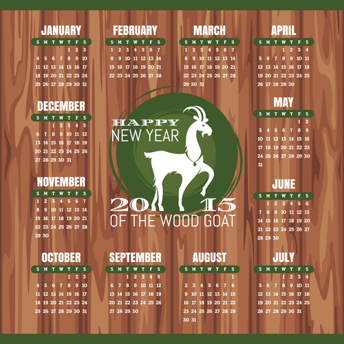 羊の年2015カレンダーベクトル03 ヒツジ カレンダー 2015   