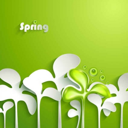 Vecteur de conception vert de papier de printemps 02 printemps fond   