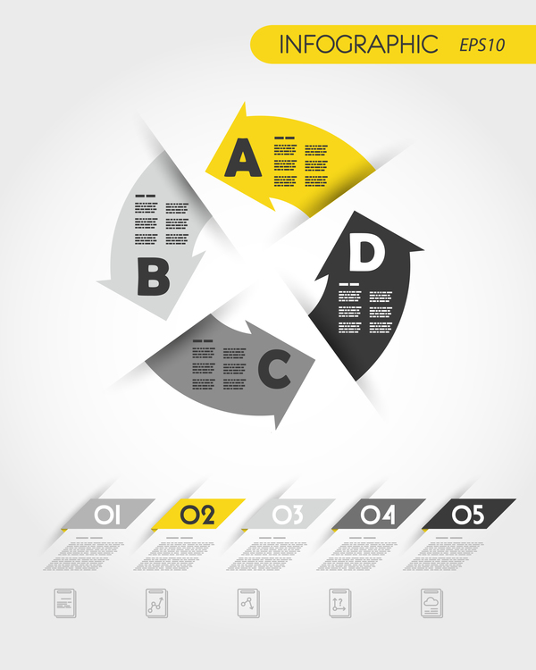 modèle infographique jaune avec des flèches dans le vecteur de cercle jaune infographie flèches cercle   